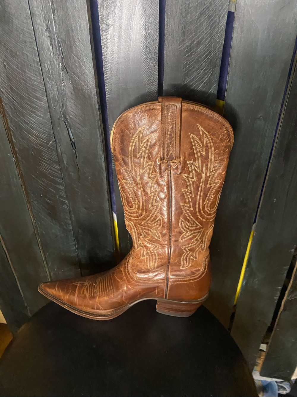 Charlie Horse Classic Brown Leather Cowboy Boots size 7B pointy toe - Picture 7 of 12